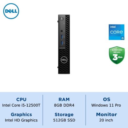 DELL OptiPlex 3000 Micro (Core i5-12500T, 8GB, 512GB SSD, Win 11 Pro)
